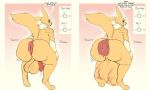  anus balls big_balls canid canine canis clothing digimon digimon_(species) digital_media_(artwork) expansion foreskin gui(smuttysquid) hi_res huge_balls hyper hyper_anus hyper_balls jroy101 mammal penis precum puffy_anus renamon simple_background solo text tongue 