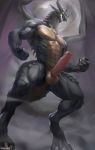  2019 anthro bahamut balls black_scales chunie claws detailed_background digital_media_(artwork) dragon erection final_fantasy flying hi_res humanoid_penis male membranous_wings muscular muscular_male nude open_mouth orange_scales penis raining retracted_foreskin scales scalie solo square_enix uncut video_games western_dragon wings 