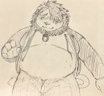  2019 anthro belly blush clothed clothing felid hi_res humanoid_hands kogiinu lion male mammal necktie open_shirt overweight overweight_male oz_(tas) pantherine pants shirt simple_background solo tokyo_afterschool_summoners video_games 