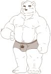  2019 anthro belly bulge clothing goujuyu humanoid_hands male mammal moobs navel nipples simple_background slightly_chubby solo underwear ursid white_background 