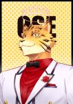  bow_tie bust_portrait clothing corsage crown felid leopard male mammal ose_(tas) pantherine pattern_background portrait simple_background suit sumiwohakuneko tokyo_afterschool_summoners video_games 