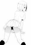  1girl blush from_behind highres monochrome sairenji_haruna short_hair skirt sweatdrop terasu_mc to_love-ru 