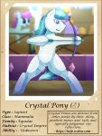  2019 bow_(weapon) crystal_beau_(mlp) crystal_pony_(mlp) english_text equid equine friendship_is_magic horse male mammal my_little_pony pony purple_eyes ranged_weapon sparkles text vavacung weapon 