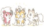  2019 773mimisuke absurd_res ambiguous_gender blue_eyes brown_fur canid canine chibi digital_media_(artwork) dusk_lycanroc eyes_closed feral fur group happy hi_res lycanroc mammal midday_lycanroc midnight_lycanroc nintendo open_mouth orange_fur pok&eacute;mon pok&eacute;mon_(species) red_eyes red_fur simple_background video_games white_background 
