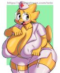  2019 alphys anthro areola big_breasts blush breast_squish breasts cleavage clothed clothing eyewear fabianoferreira female glasses hat hi_res huge_breasts hyper hyper_breasts invalid_tag lizard monster nipple_outline non-mammal_breasts nurse nurse_hat nurse_uniform open_mouth overweight overweight_female reptile scalie short_stack skimpy solo thick_tail thick_thighs undertale uniform video_games voluptuous wide_hips 
