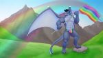  16:9 bulge clothed clothing flag fluffysnowmeow gay_pride male rainbow rainbow_flag rainbow_symbol solo 