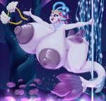  2019 big_breasts blues64 breasts bubble eyelashes female fish hi_res huge_breasts hyper hyper_breasts marine mr.pink my_little_pony my_little_pony_the_movie nipples pole queen_novo_(mlp) seahorse solo syngnathid syngnathiform underwater water 