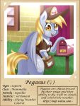  2019 bag blonde_hair butt derp_eyes derpy_hooves_(mlp) english_text equid equine female friendship_is_magic hair hat letter mammal my_little_pony pterippus text vavacung 