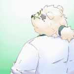  2019 anthro blue_background clothing eyewear fur glasses leib_(tas) male mammal numpia polar_bear shirt simple_background solo tokyo_afterschool_summoners ursid ursine video_games white_fur 