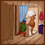  2019 age_difference anthro bathroom big_breasts breasts clothed clothing disney duo female hi_res kit_cloudkicker male mammal masturbation mature_female nude older_female rebecca_cunningham shampoo shower_room size_difference talespin teenager ursid voyeur vylfgor young younger_male 