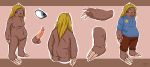  absurd_res balls blonde_hair blue_eyes butt clothing emoji hair hi_res hoodie invalid_background long_hair male mammal model_sheet nude overweight overweight_male pants penis pilosan sloth smiley_face xenarthran 