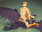 2019 5_fingers anthro anthro_on_anthro canid canine canis cum cum_in_ass cum_inside digital_media_(artwork) domestic_dog dragon lunalei lying male male/male mammal membranous_wings on_back penis scalie sex simple_background western_dragon wings 