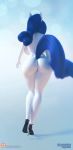 2019 3d_(artwork) animated anthro big_breasts big_butt blue_hair breasts butt clothing digital_media_(artwork) eqamrd equid equine female footwear friendship_is_magic hair high_heels horse mammal my_little_pony nude pony rarity_(mlp) rear_view shoes simple_background solo thick_thighs walking 