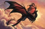  2018 ambiguous_gender black_scales day digital_media_(artwork) dragon feognia feral flying membranous_wings outside scales solo wings wyvern 