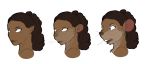  2019 ambiguous_gender anthro black_hair blue_eyes dark_skin hair headshot_portrait human human_to_anthro koopacap mammal mouse open_mouth portrait rodent sequence simple_background smile solo surprise transformation white_background 