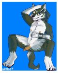  anthro bastriw_(artist) canid canine canis erection humanoid_penis link link_(wolf_form) male mammal nintendo nipples nude penis piercing simple_background smile solo the_legend_of_zelda video_games wolf 
