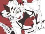  bow_tie child claws clothing corsage felid gun hijirinoyuta leopard male mammal ose_(tas) pantherine pawpads ranged_weapon red_background simple_background suit tokyo_afterschool_summoners video_games weapon young 