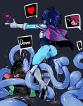  ... 1girl 2boys ahoge all_fours androgynous anus armor ass black_background blue_hair blue_skin blush bottomless cum cum_in_ass cum_string cumdrip deltarune doppel_(pixiv) finger_gun furry gameplay_mechanics gaping gloves hair_over_eyes hat heart high_heels highres kris_(deltarune) large_penetration multiple_boys penis pink_skin purple_hair ralsei robe scarf sleeping speech_bubble spoken_heart standing susie_(deltarune) tentacle tentacle_sex tentacles testicles trap uncensored witch_hat 