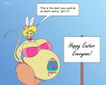  big_breasts breasts costume dialogue easter female holidays huge_breasts mammal mouse paint pregnant rodent satsumalord solo 
