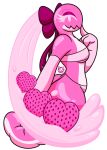 2019 annelid anthro anthrofied bow breasts butt candy clothed clothing digital_drawing_(artwork) digital_media_(artwork) fan_character female food food_creature fruit gummy_worm hi_res looking_at_viewer mr.ink_(artist) simple_background smile solo strawberry worm 