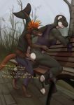  2019 anthro anthro_on_anthro anus bench bottomless bound brown_fur cetacean clothed clothed_sex clothing delphinoid duo ear_piercing english_text erection eyes_closed female footwear fur hair headphones lizardlars male male/female mammal marine mohawk oceanic_dolphin open_mouth orange_hair orca outside park penetration penis piercing public pussy raised_tail sex shoes skaven sweat text toothed_whale tree vaginal vaginal_penetration vein veiny_penis 