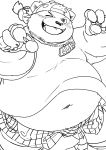  2019 alp_(tas) anthro belly blush clothing cute_fangs giant_panda hi_res humanoid_hands male mammal navel okoge_16 one_eye_closed overweight overweight_male shirt shorts simple_background solo tokyo_afterschool_summoners ursid video_games white_background wink 
