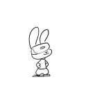  2018 :3 ambiguous_gender animated anthro chibi clothed clothing falling fuel_(artist) greyscale hands_on_hips lagomorph leporid lying mammal monochrome motion_lines on_back rabbit simple_background solo standing tongue tongue_out vr_headset vrbit_(comicanon) white_background wounded x_eyes 