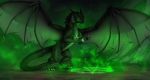  2019 claws digital_media_(artwork) dragon feral green_eyes hi_res horn membranous_wings scalie solo spines standing western_dragon wings wrappedvi 