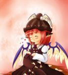  animal_ears bad_id bad_pixiv_id blush happy hat heart musical_note mystia_lorelei nawo_(peace) pregnant red_hair short_hair smile solo touhou wings 