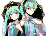  1girl aqua_eyes aqua_hair bad_id bad_pixiv_id detached_sleeves genderswap genderswap_(ftm) hatsune_miku hatsune_mikuo headphones long_hair necktie ponjiritsu twintails vocaloid 