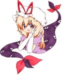  blonde_hair blush bow elbow_gloves eyes gap gloves hat hat_ribbon long_hair nanana_(chicken_union) purple_eyes ribbon solo touhou white_gloves yakumo_yukari 