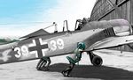  aircraft airplane fw_190 hangar hatsune_miku long_hair military multiple_girls rxjx vocaloid world_war_ii 