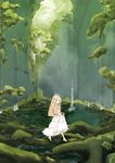  bad_id bad_pixiv_id barefoot blonde_hair braid building ccru crown dress highres nature pixiv_fantasia pixiv_fantasia_3 pixiv_festa ruins scenery skirt_hold solo tiptoes tree twin_braids walking water white_dress 