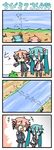  4koma :&lt; :d ^_^ alternate_costume chibi chibi_miku closed_eyes comic crossover drill_hair hatsune_miku kasane_teto minami_(colorful_palette) multiple_girls o_o open_mouth petite_miku pink_hair silent_comic smile translated twintails utau vocaloid water |_| 