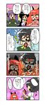  4koma comic cosplay costume_switch hecktop highres inaba_tewi inaba_tewi_(cosplay) kaenbyou_rin kaenbyou_rin_(cosplay) multiple_girls reisen_udongein_inaba reisen_udongein_inaba_(cosplay) reiuji_utsuho reiuji_utsuho_(cosplay) touhou translation_request 