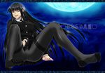  black_hair breasts crotch_seam feet female_protagonist_(houkago_play) houkago_play large_breasts long_hair minarai necktie panties panties_under_pantyhose pantyhose school_uniform skirt skirt_lift solo thighband_pantyhose underwear very_long_hair yellow_eyes 