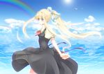  air bad_id bad_pixiv_id bird blonde_hair blue_eyes kamio_misuzu kureno long_hair ponytail rainbow school_uniform seagull solo 