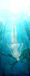  aqua_eyes aqua_hair asphyxiation barefoot dress drowning hatsune_miku highres legs long_hair mizuhanada short_dress skirt solo submerged twintails underwater very_long_hair vocaloid wet wet_clothes white_skirt 