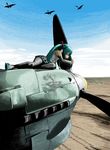  aircraft airplane flying hatsune_miku ju_87 long_hair military monster propeller pterosaur quetzalcoatlus rxjx solo vocaloid world_war_ii 