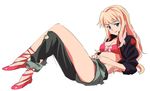  bad_id bad_pixiv_id banzai_nekomimi blonde_hair blue_eyes bra crossed_legs lingerie long_hair macross macross_frontier sheryl_nome sitting solo underwear 