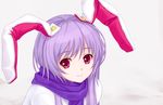  animal_ears bad_id bad_pixiv_id bunny_ears lavender_hair long_hair looking_at_viewer pink_eyes reisen_udongein_inaba scarf smile snow solo touhou tucana 