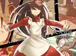  1girl apron artist_request black_hair blood bow brown_hair crying dress eyes_closed goggles hat hermes kino kino_no_tabi long_hair motorad motorcycle no_eyes open_arms petals ribbon sakura smile solo tears wallpaper 