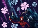  crossover flower heartcatch_precure! marvel multiple_boys parody precure saliva skj spider-man spider-man_(series) symbiote tongue venom_(marvel) 