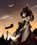  aircraft assault_rifle bad_id bad_pixiv_id bow call_of_duty call_of_duty:_modern_warfare_2 ch-47_chinook church crescent_moon dress gun hair_bow hakurei_reimu helicopter m4_carbine moon power_lines rifle solo tears touhou weapon xiao_qiang_(overseas) 