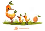  anatid anseriform avian bird cryptid-creations duck duckling egg food fruit grass group orange_(fruit) rock 