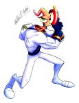  2019 absurd_res annelid backpack bodysuit clothing earthworm earthworm_jim earthworm_jim_(series) firiun gun handgun hi_res male open_mouth ranged_weapon signature skinsuit tight_clothing weapon 