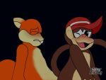  blush conker conker&#039;s_bad_fur_day conker_the_squirrel diddy_kong donkey_kong_(series) eyes_closed happy hat male male/male mammal monkey nintendo one_eye_closed primate rareware red_squirrel_(disambiguation) rodent sciurid sex video_games 