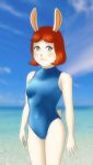  2019 absurd_res anthro arthur_(series) biped blush breasts buffbumblebee clothed clothing digital_drawing_(artwork) digital_media_(artwork) eyebrows eyelashes female front_view fur hair hi_res lagomorph leporid mammal marina_datillo one-piece_swimsuit outside rabbit smile solo sport_swimsuit standing swimsuit tight_clothing water white_fur 