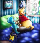  anthro bed bedroom big_butt blush butt cigar clothing cum eyewear glasses hoodie lucario male male/male mammal nintendo oshawott penis pichu pok&eacute;mon pok&eacute;mon_(species) shinx sitting smoke stupid-crayon sweat tahgoomy tree video_games window 