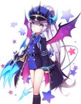  1girl absurdres blush claws cloak crown elsword hat highres horns kiku_(ks5832) long_hair luciela_r._sourcream spike star timoria_(elsword) wings 